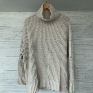 Oversized Cream Knit Turtleneck for Fall!